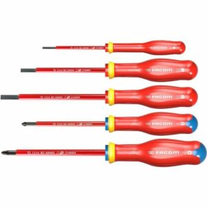 Screwdriver Set Facom Protwist Isolated 1000V AT5VE.PB Flat Pozidriv 5 Pieces