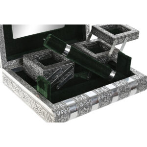 Jewelry box Home ESPRIT Green Silver Wood Aluminium 22,5 x 18,8 x 7,6 cm