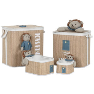 Laundry basket Home ESPRIT Green Natural Children’s 44 x 44 x 45 cm 4 Pieces