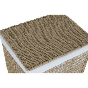 Laundry Basket Home ESPRIT White Natural Metal 44 x 35 x 55 cm