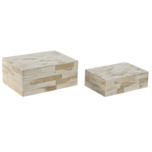 Jewelry box Home ESPRIT Bone Mango wood 18 x 13 x 7,7 cm (2 Pieces)