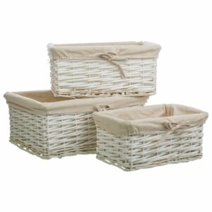 Laundry basket Alexandra House Living White wicker Willow wood 3 Pieces