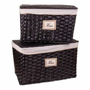 A set of two trunks Alexandra House Living Dark brown Willow wood 46 x 46 x 76 cm