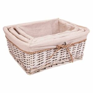 Set of Baskets Alexandra House Living White wicker Willow wood 3 Pieces