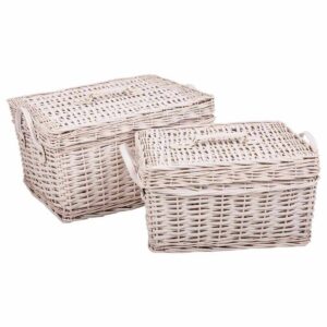 Storage boxes Alexandra House Living White wicker Willow wood 2 Pieces