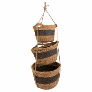 Set of Baskets Alexandra House Living Black Natural Fibre 26 x 19 x 26 cm 22 x 16,5 x 22 cm 18 x 14,5 x 18 cm For hanging 3 Piec