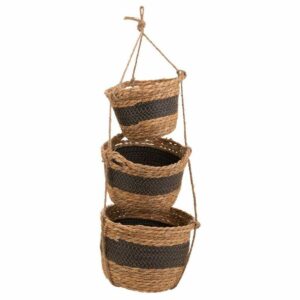 Set of Baskets Alexandra House Living Black Natural Fibre 26 x 19 x 26 cm 22 x 16,5 x 22 cm 18 x 14,5 x 18 cm For hanging 3 Piec