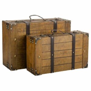 Set of suitcases Alexandra House Living Brown PVC Wood Metal Vintage 31 x 17 x 45 cm 40 x 24 x 13,5 cm Ornamental 2 Pieces