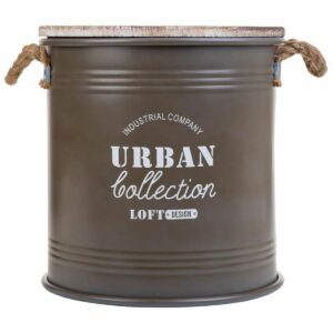 Storage Box with Lid Alexandra House Living Urban Brown Hemp Metal Fir wood 35 x 35 x 37 cm With handles Circular