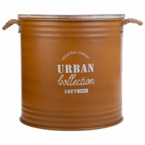 Laundry basket Alexandra House Living Urban Orange Hemp Metal Fir wood