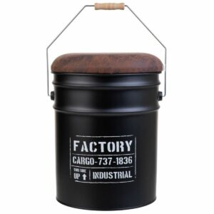 Bucket Alexandra House Living Black Hemp Metal Fir wood 35 x 31 x 40 cm With lid With handle