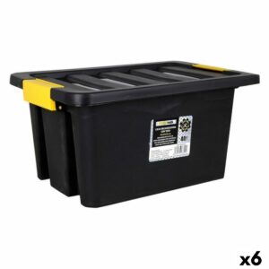 Stackable Organising Box Dem Brico 40 L 52 x 35 x 26 cm With lid (6 Units)