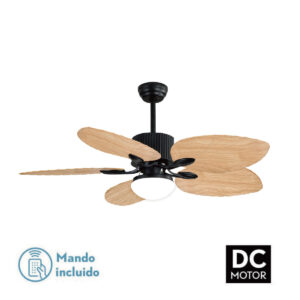 Ceiling Fan with Light Romimex Black Natural