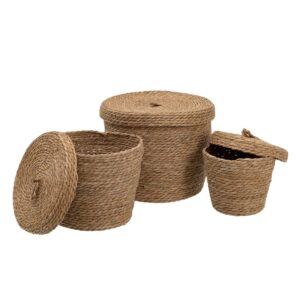 Multi-purpose basket 3 Pieces 28 x 28 x 36 cm Natural Natural Fibre