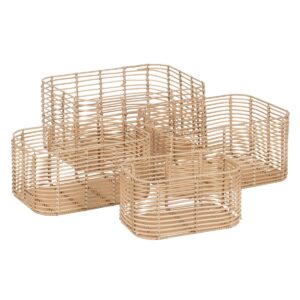 Set of Baskets Natural Resin 46 x 35 x 23 cm (4 Units)