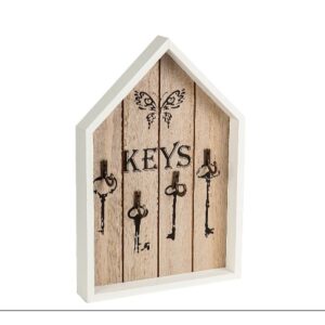 Key rack Romimex White Natural MDF Wood 18 x 27 x 3 cm