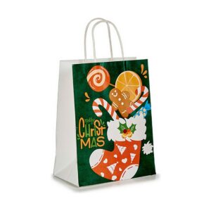 Paper Bag Christmas Stocking Green (12 Units)