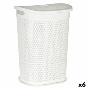 Laundry Basket White Plastic 60 L 43,5 x 57,5 x 34 cm (6 Units)