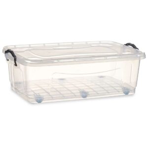 Storage Box with Wheels Transparent Plastic 30 L 40 x 20,5 x 63 cm (6 Units)