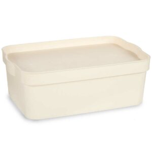 Storage Box with Lid Cream Plastic 6 L 21,5 x 11 x 31,5 cm (12 Units)