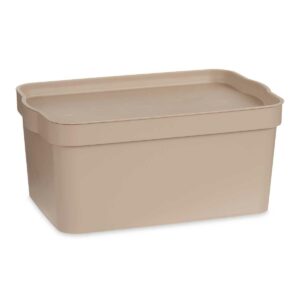 Storage Box with Lid Beige Plastic 7,5 L 21,5 x 14,5 x 32 cm (12 Units)