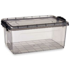 Storage Box with Lid Anthracite Plastic 13,7 L 27,5 x 18 x 42,5 cm (12 Units)