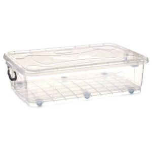 Storage Box with Wheels Transparent Plastic 40 L 46,5 x 20 x 72,2 cm (6 Units)