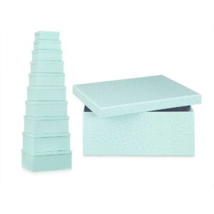 Set of Stackable Organising Boxes Green Cardboard (2 Units)