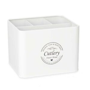 Multi-purpose basket Pieces of Cutlery White Metal 18 x 13,3 x 15,3 cm (6 Units)